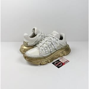 Size 8.5US - Versace Trigreca White Gold Sneakers NEW!